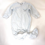 Bébé by Minihaha Blue Velour Mouse Footed Growsuit - 6-12 Months | 0