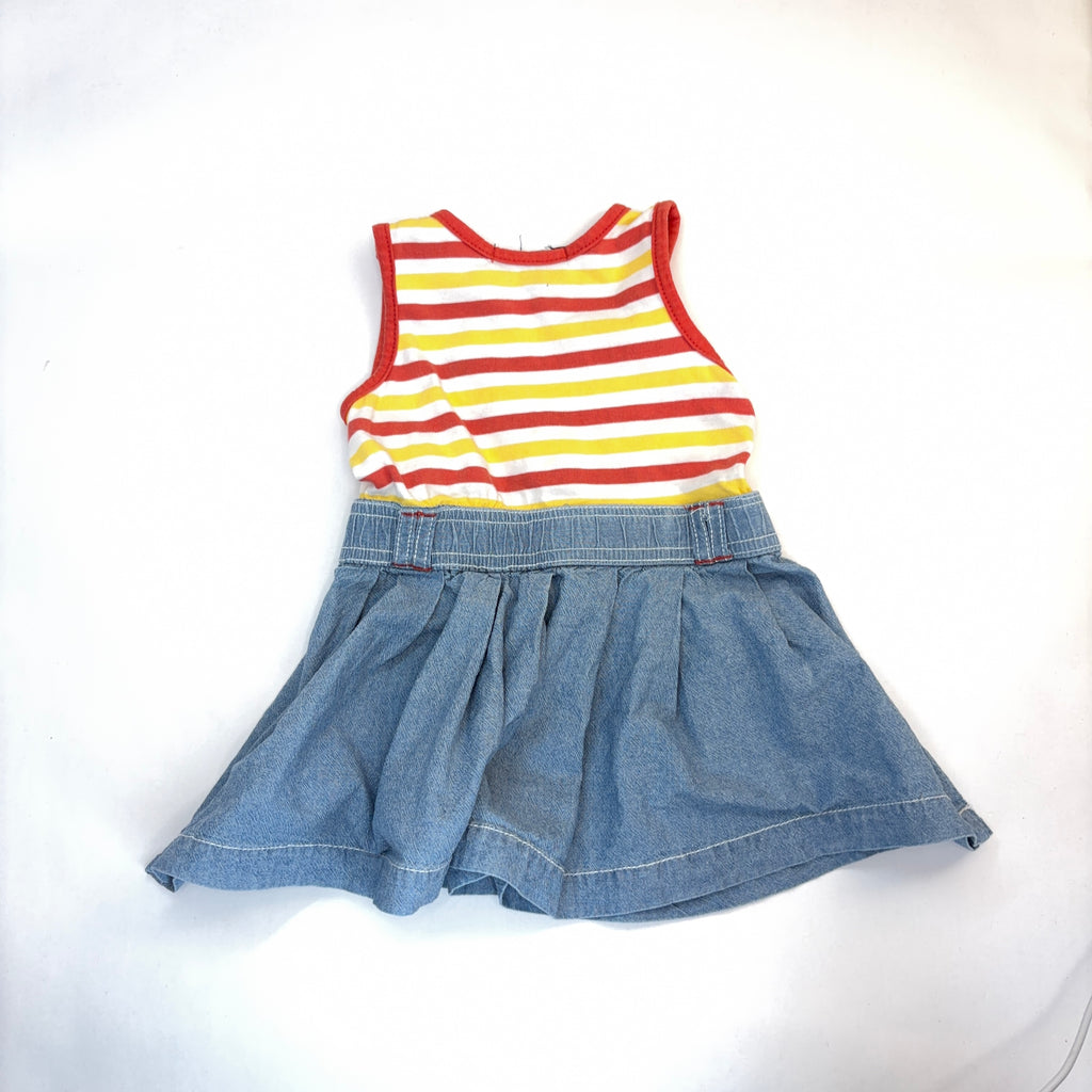 Pumpkin Patch Denim & Stripe Dress - 6-12 Months | 0