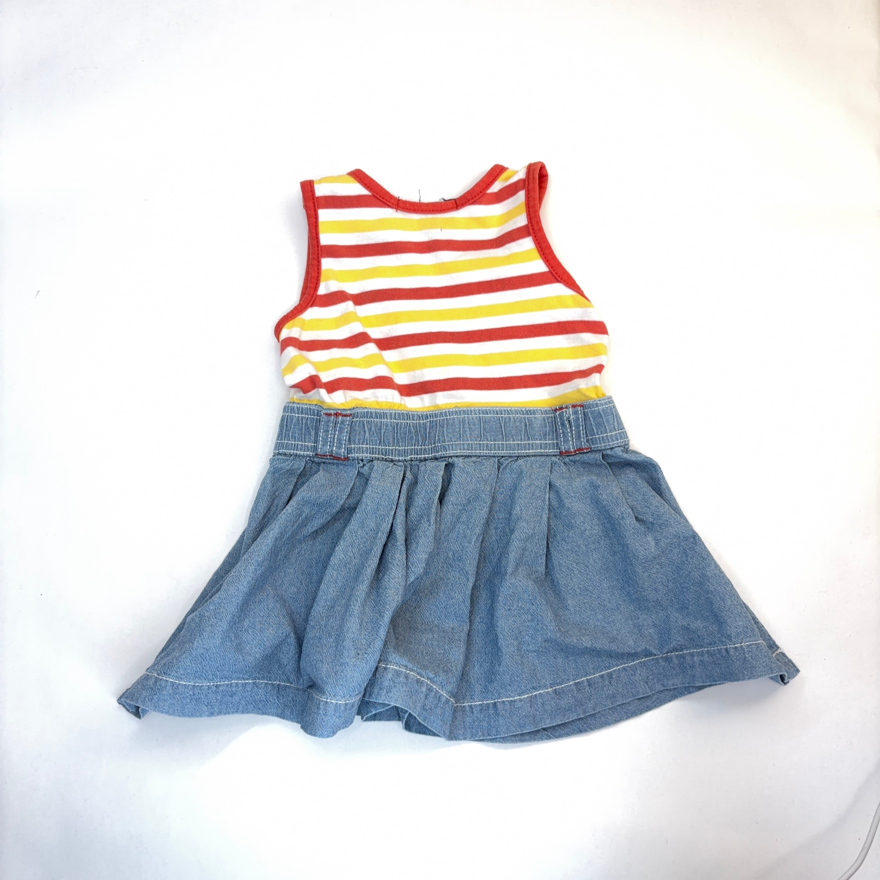 Pumpkin Patch Denim & Stripe Dress - 6-12 Months | 0