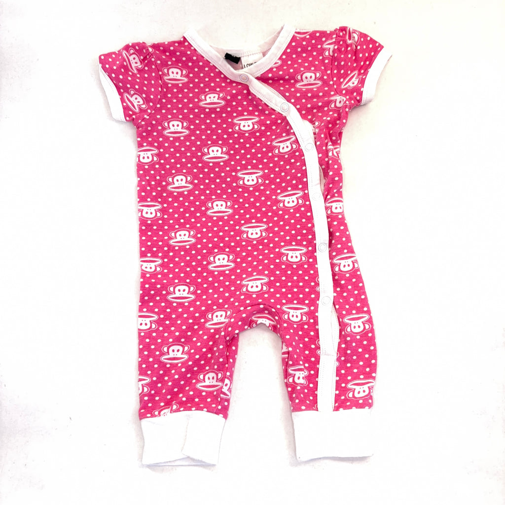 Paul Frank Pink Monkey Short Sleeve Romper - 3-6 Months | 00