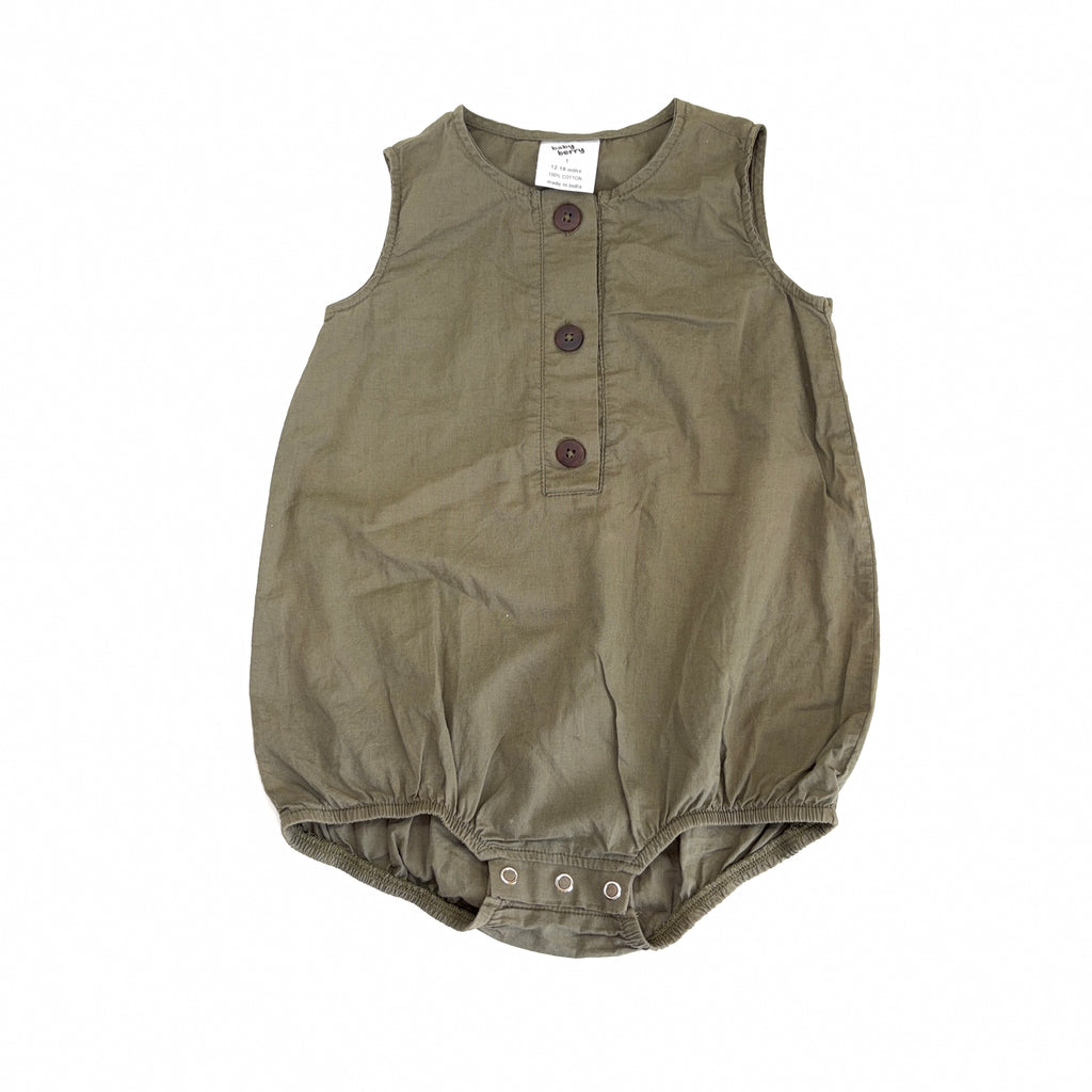Baby Berry Khaki Romper - 12-18 Months | 1