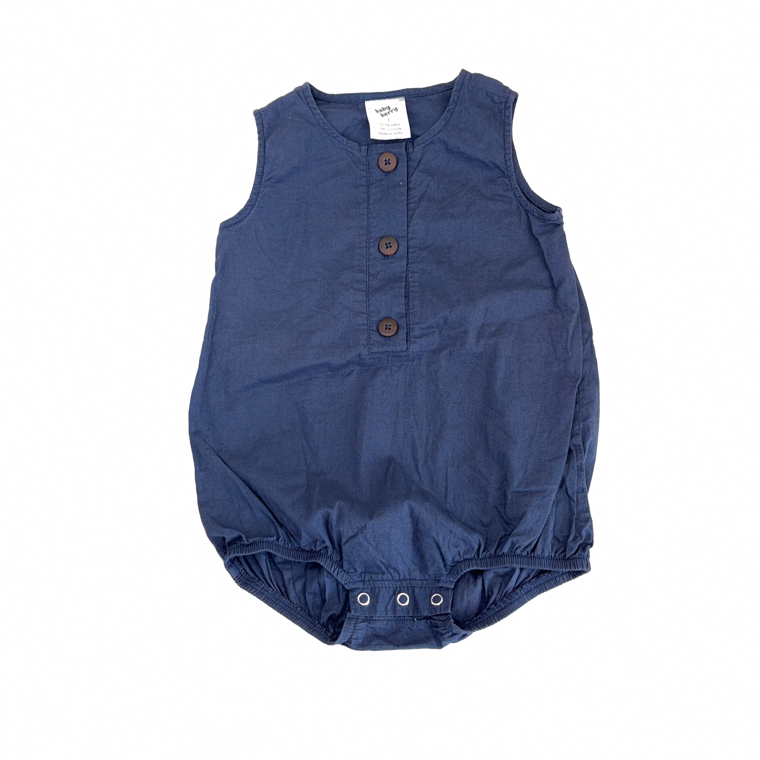 Baby Berry Navy Romper - 12-18 Months | 1
