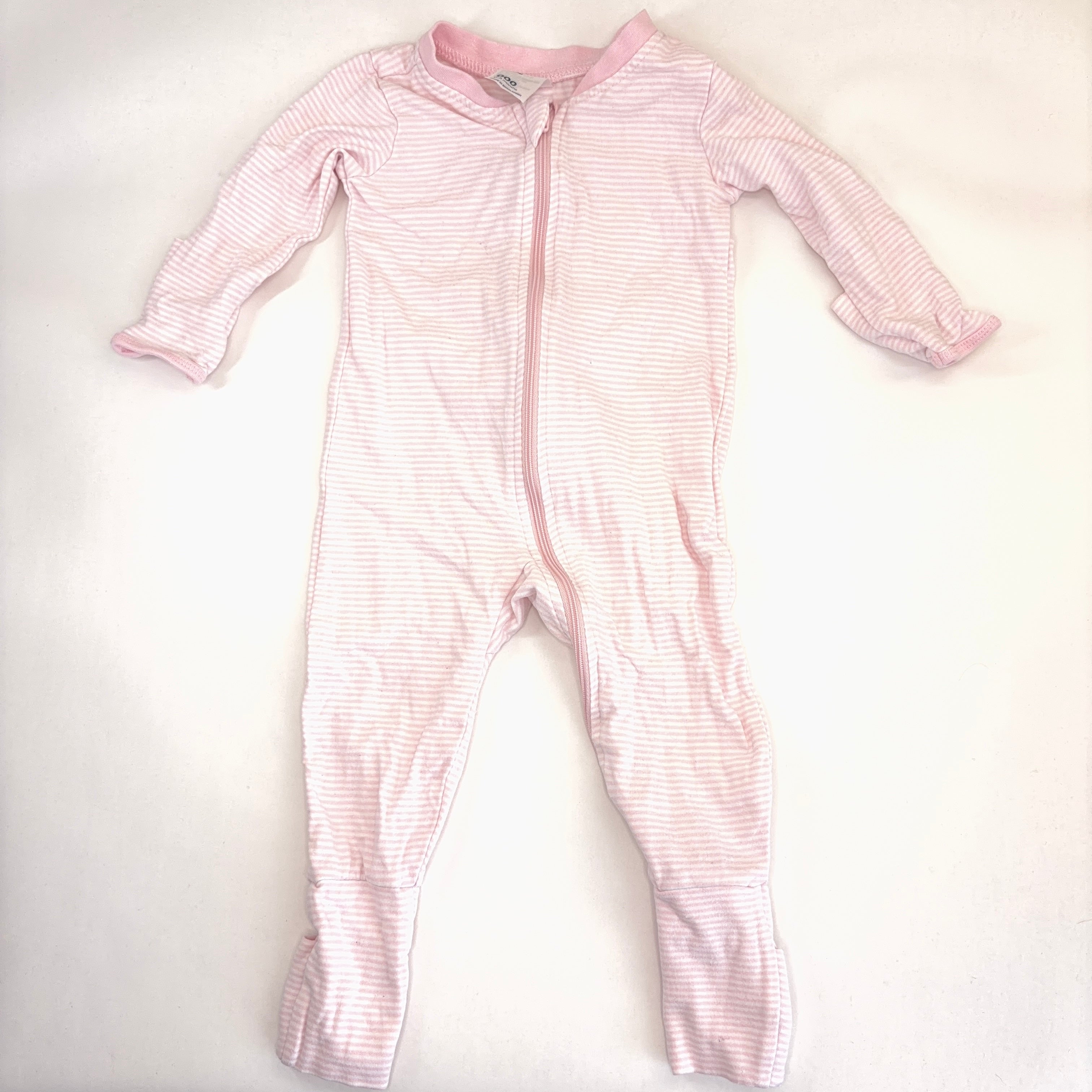Anko Pink Stripe Zip Growsuit - 0-3 Months | 000