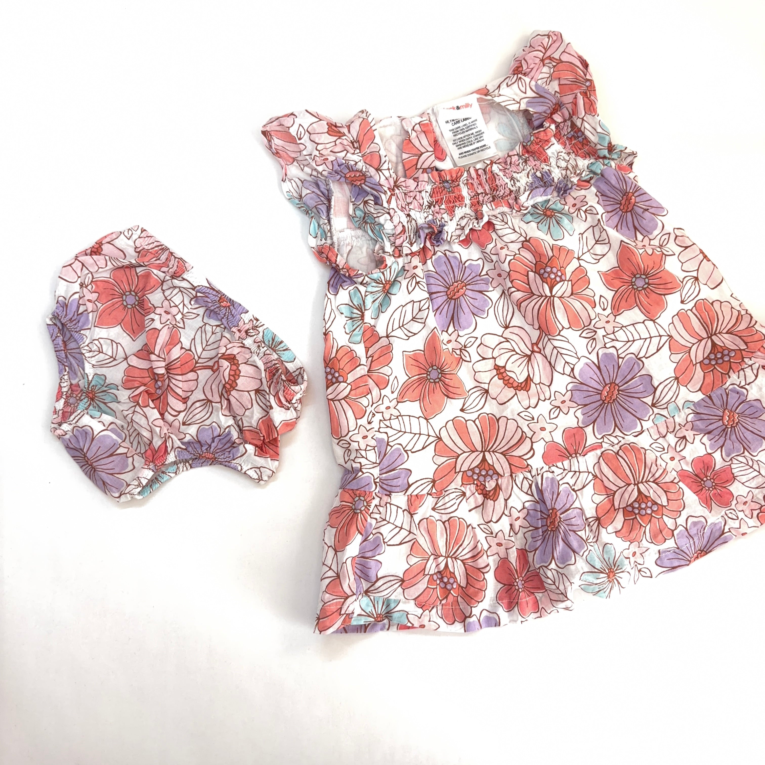 Jack & Milly Dress & Bloomer Set - 6-12 Months | 0