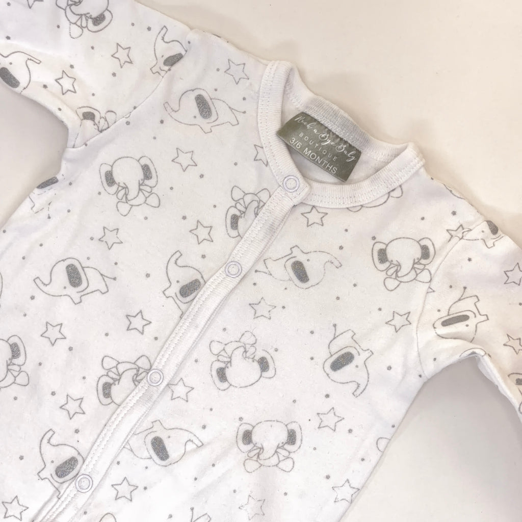 Rock-A-Bye Baby Boutique Elephant & Star Footed Growsuit - 3-6 Months | 00