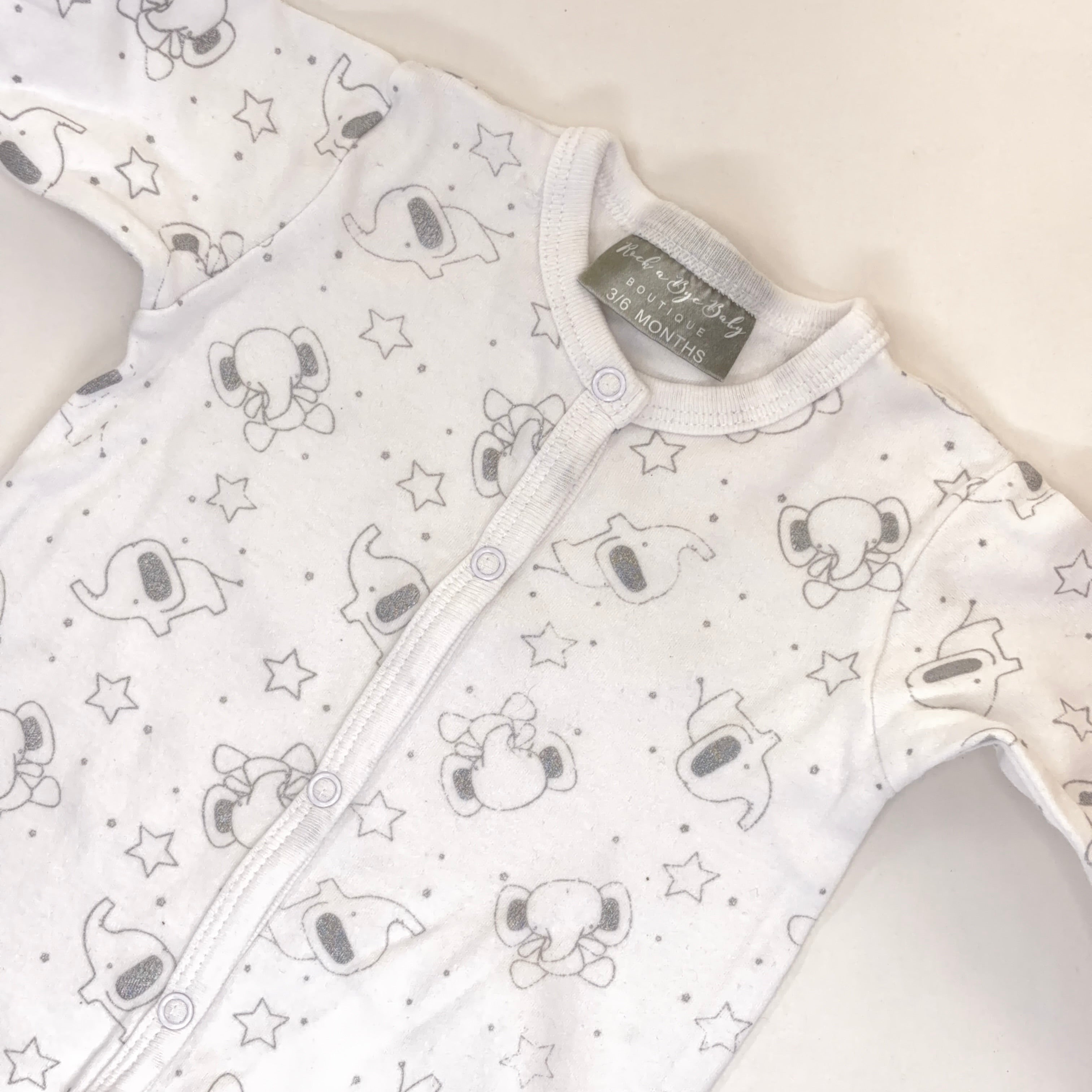 Rock-A-Bye Baby Boutique Elephant & Star Footed Growsuit - 3-6 Months | 00
