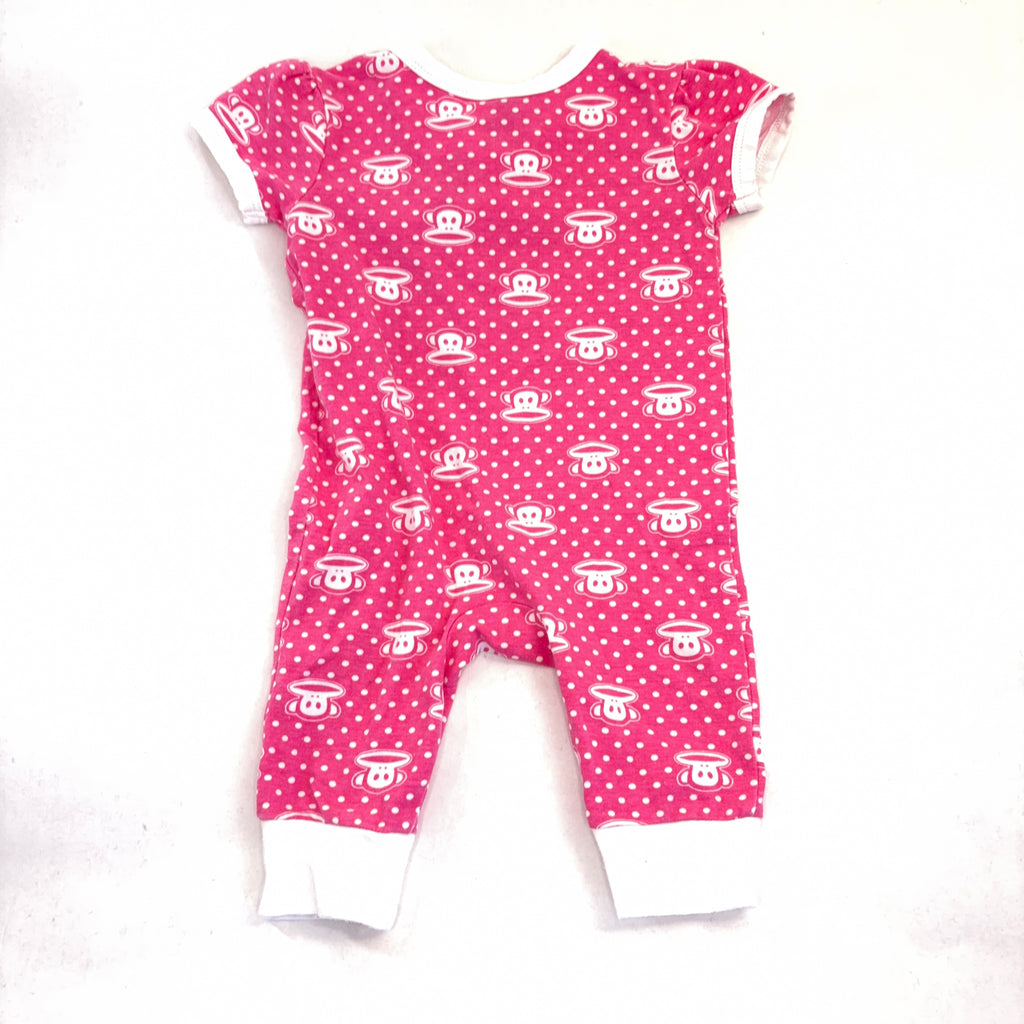 Paul Frank Pink Monkey Short Sleeve Romper - 3-6 Months | 00