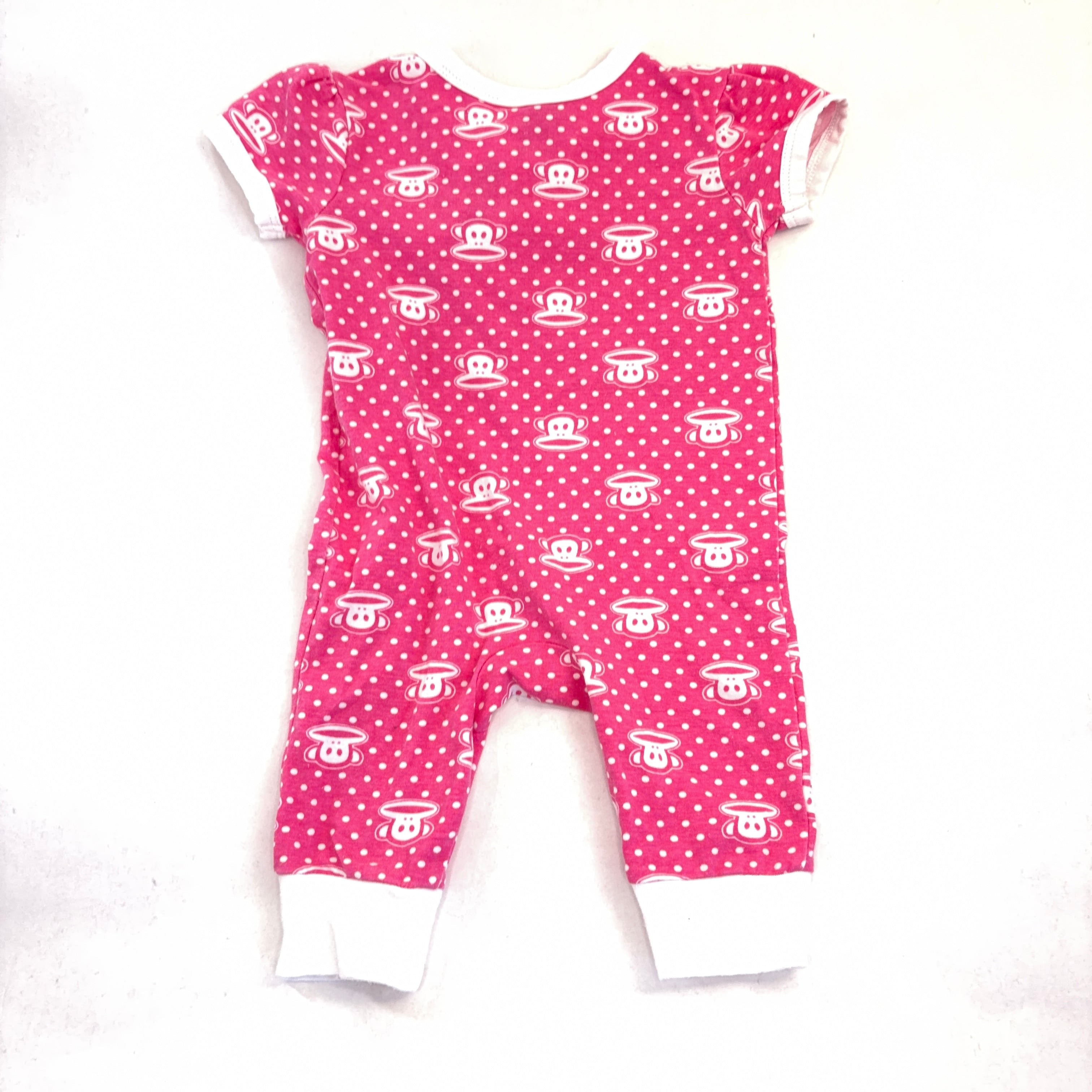 Paul Frank Pink Monkey Short Sleeve Romper - 3-6 Months | 00