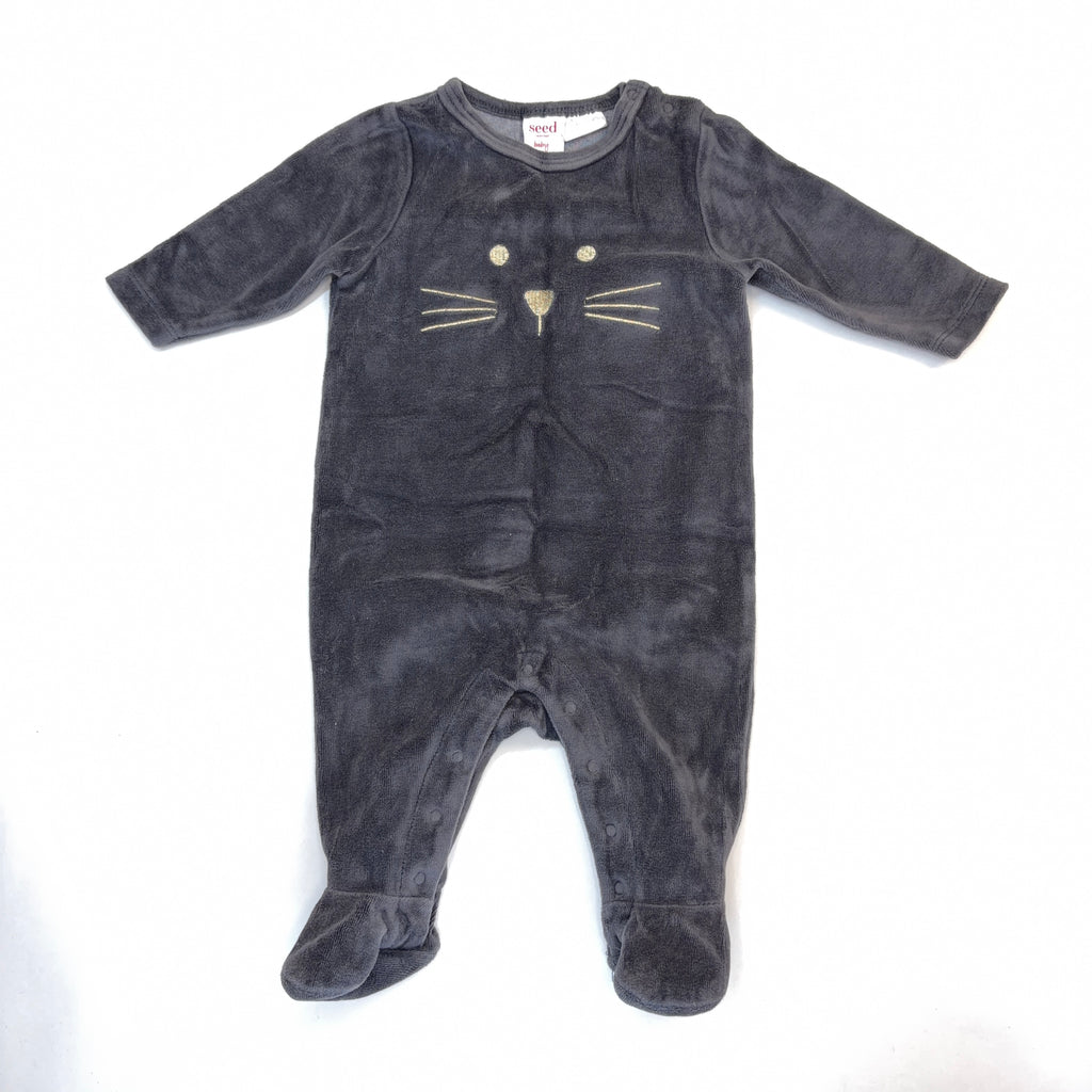 Seed Heritage Cat Print Footed Growsuit - 0-3 Months | 000