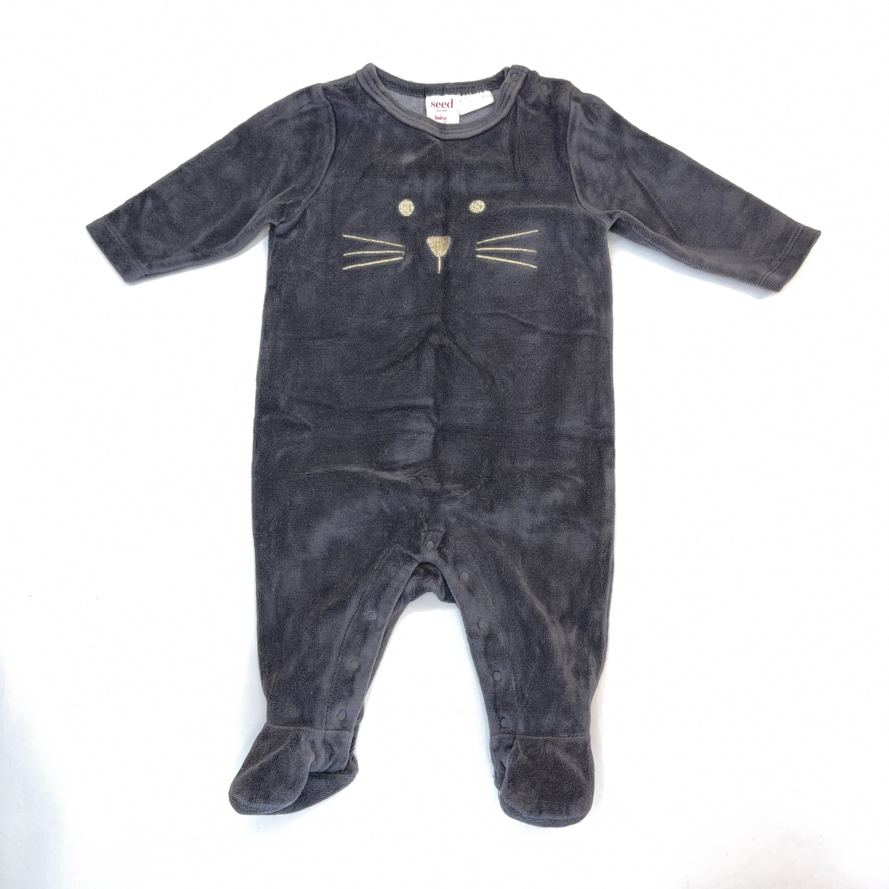 Seed Heritage Cat Print Footed Growsuit - 0-3 Months | 000