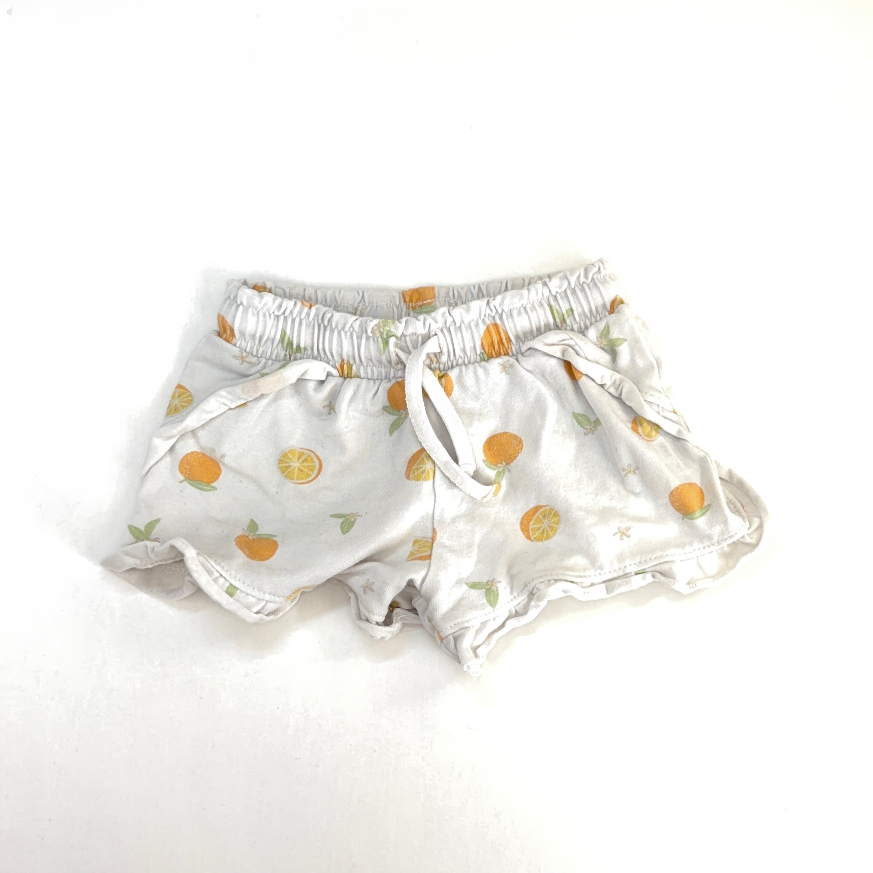 Dymples Orange Print Shorts - 3-6 Months | 00