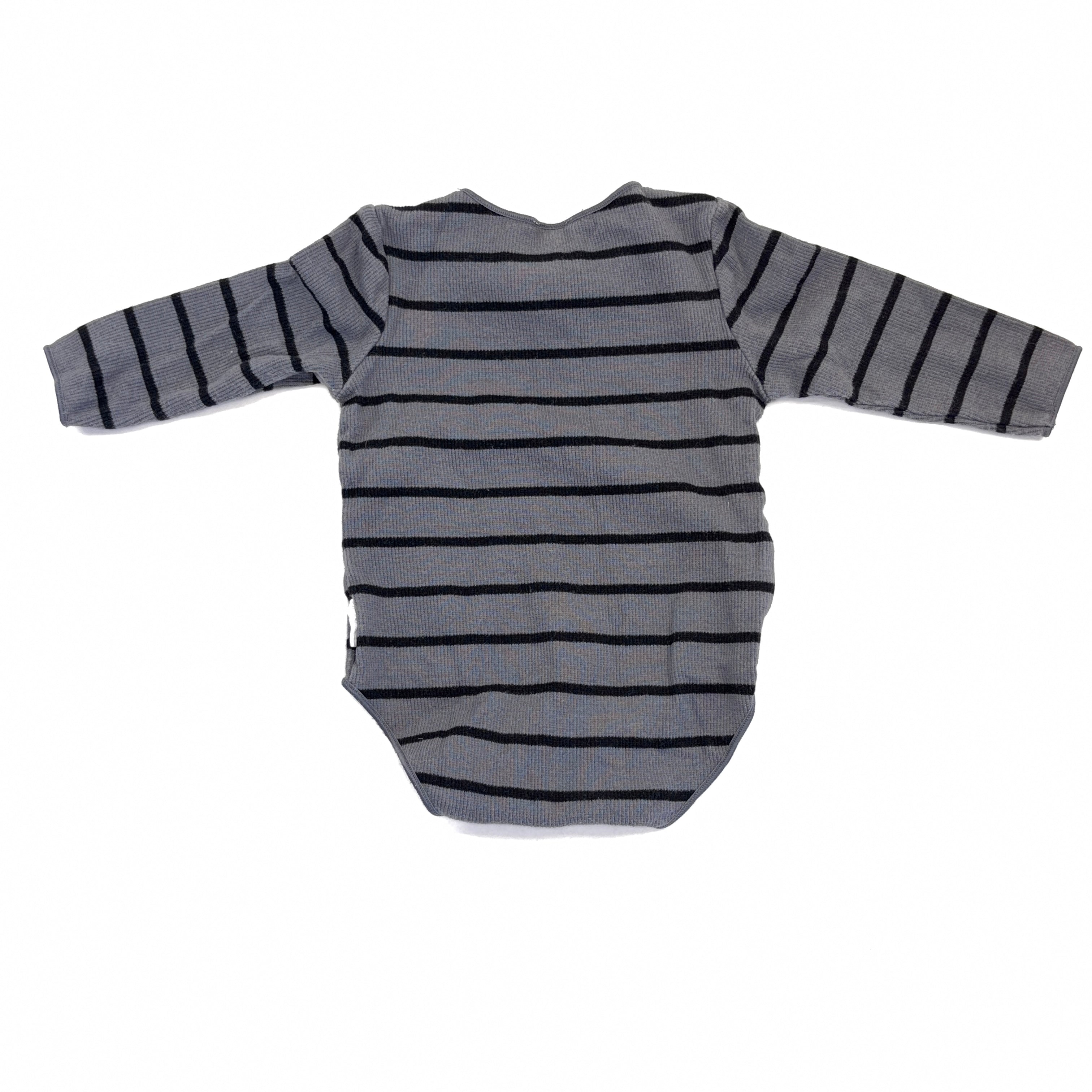 Bonds Grey Striped Rib Bodysuit - 0-3 Months | 000