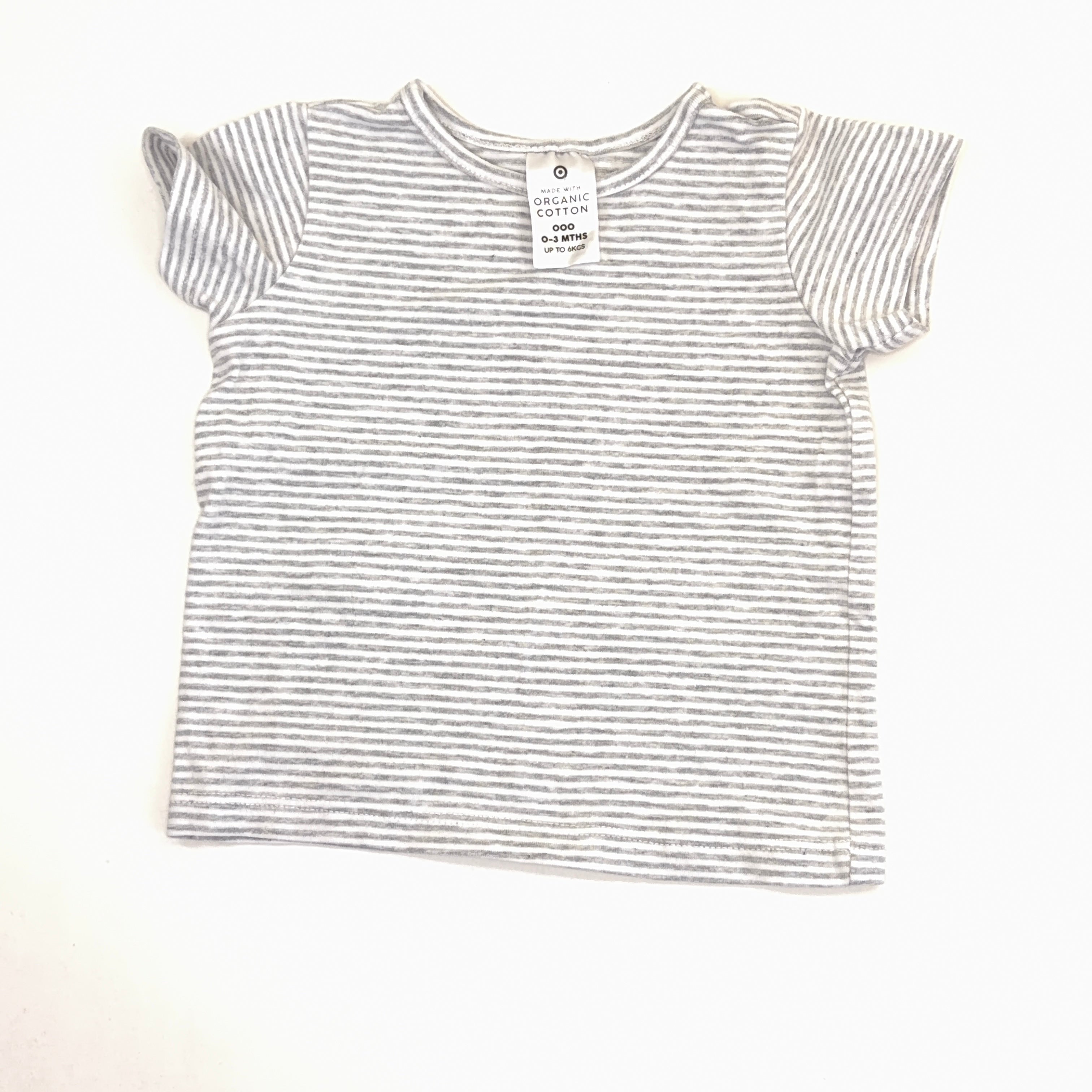 Target Organic Cotton Grey Stripe Tee - 0-3 Months | 000