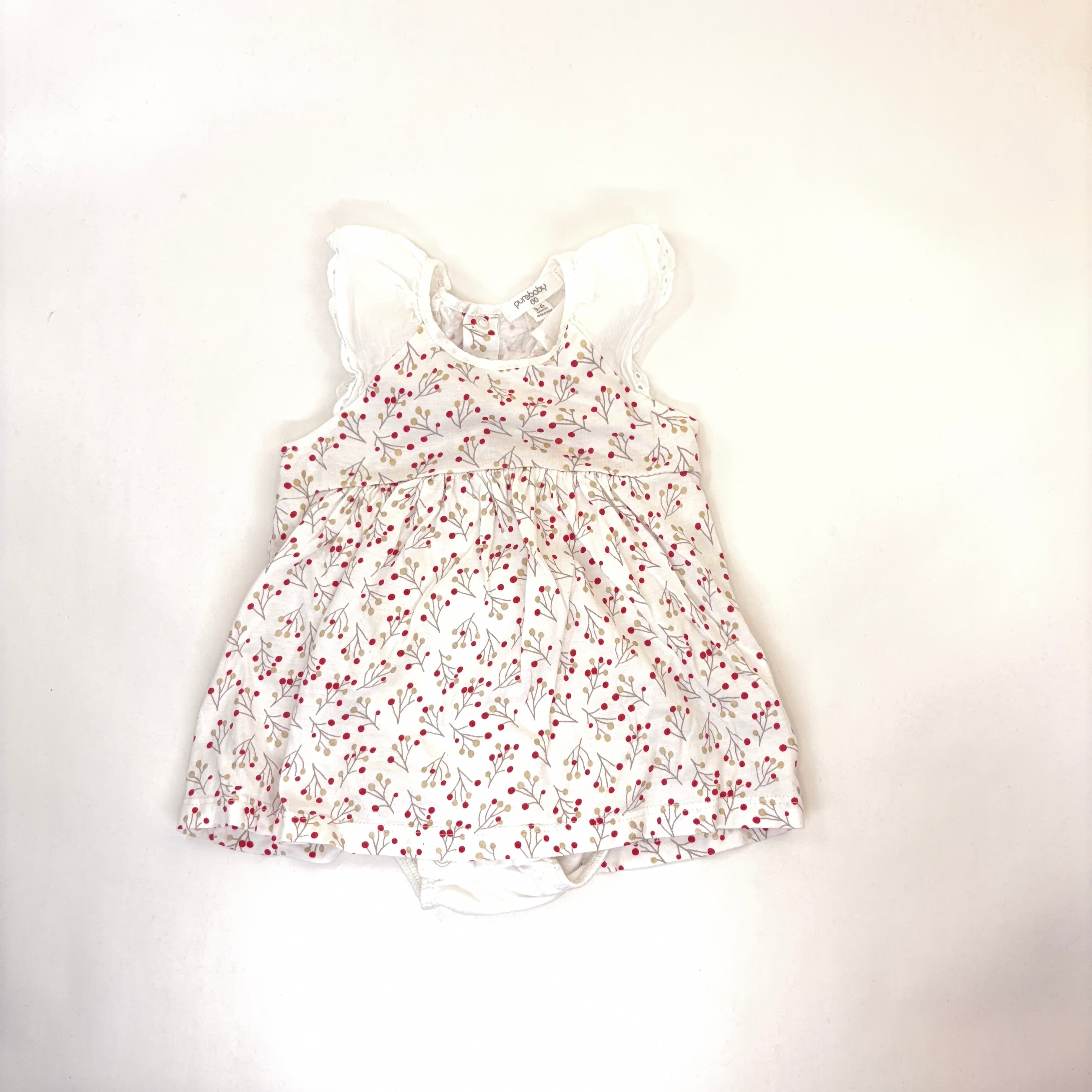 Purebaby Berry Print Bodysuit Dress - 3-6 Months | 00