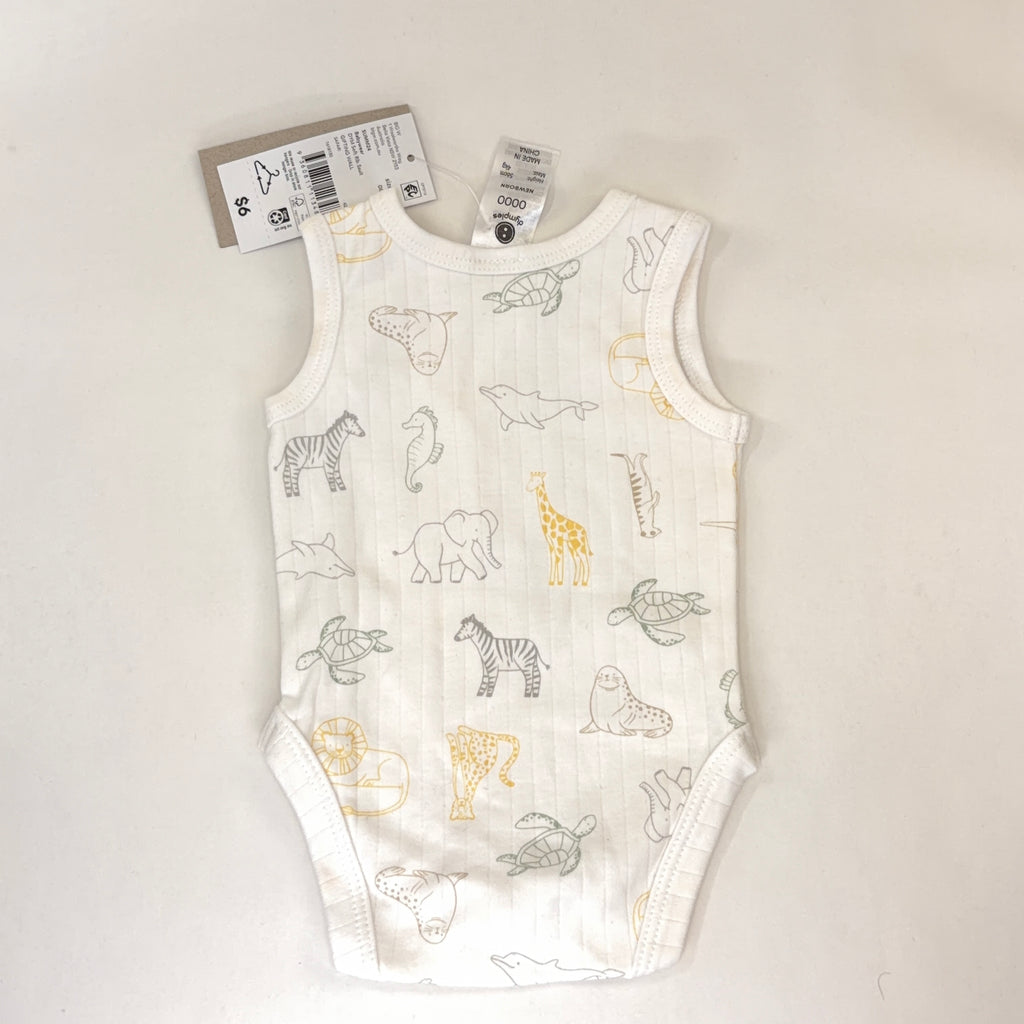 Dymples Ribbed Animal Print Bodysuit - Newborn | 0000