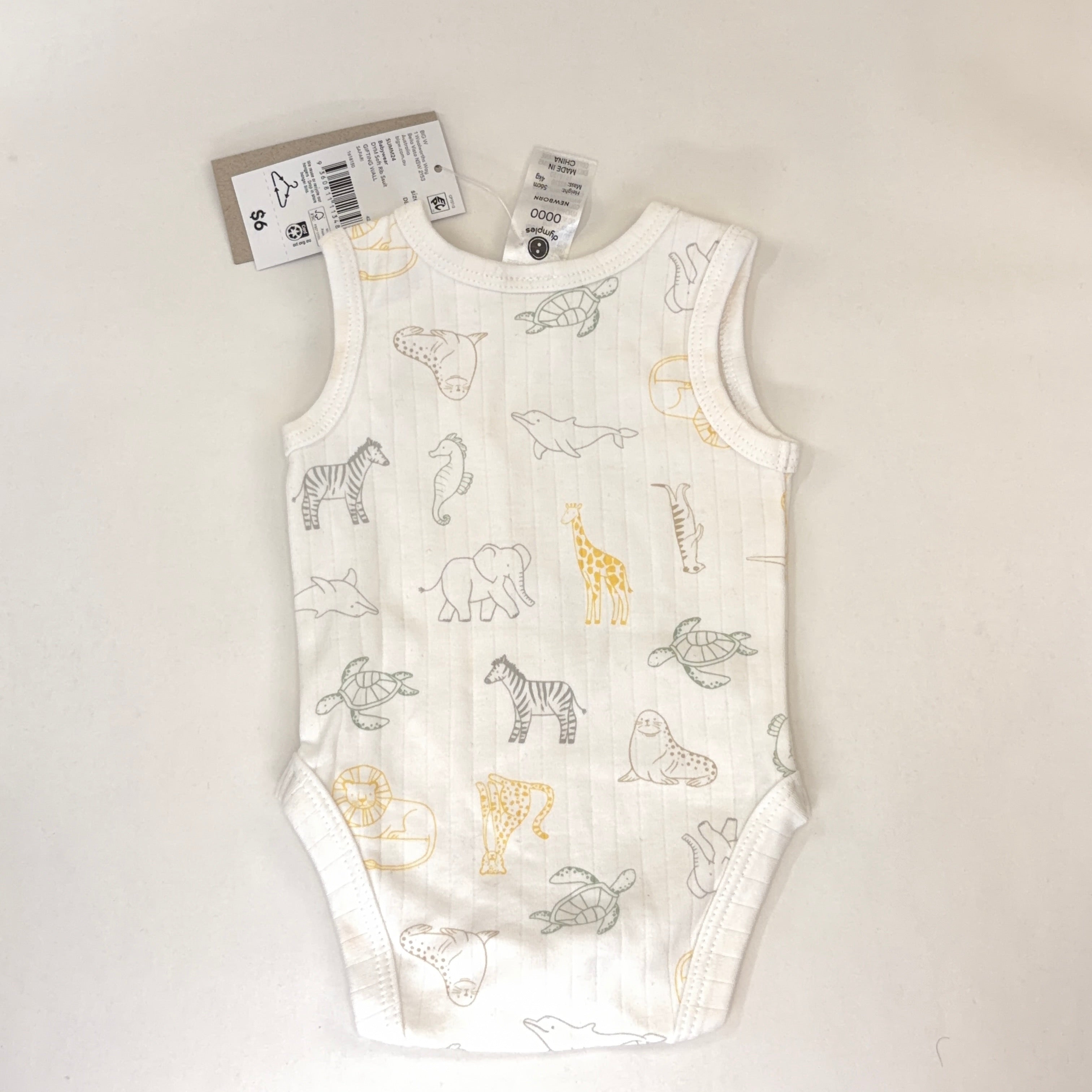 Dymples Ribbed Animal Print Bodysuit - Newborn | 0000