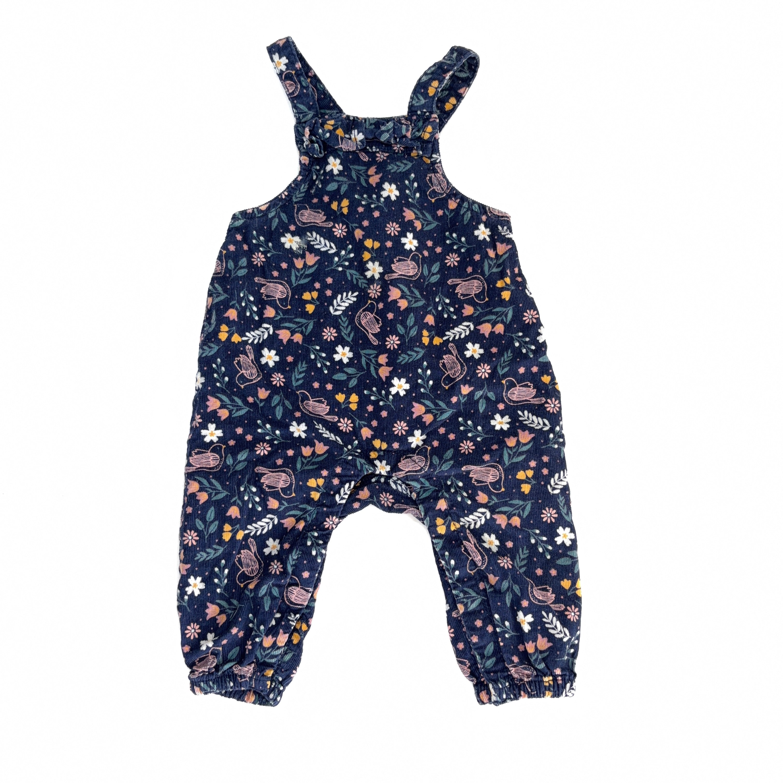 Anko Navy Floral Overall Romper - 0-3 Months | 000