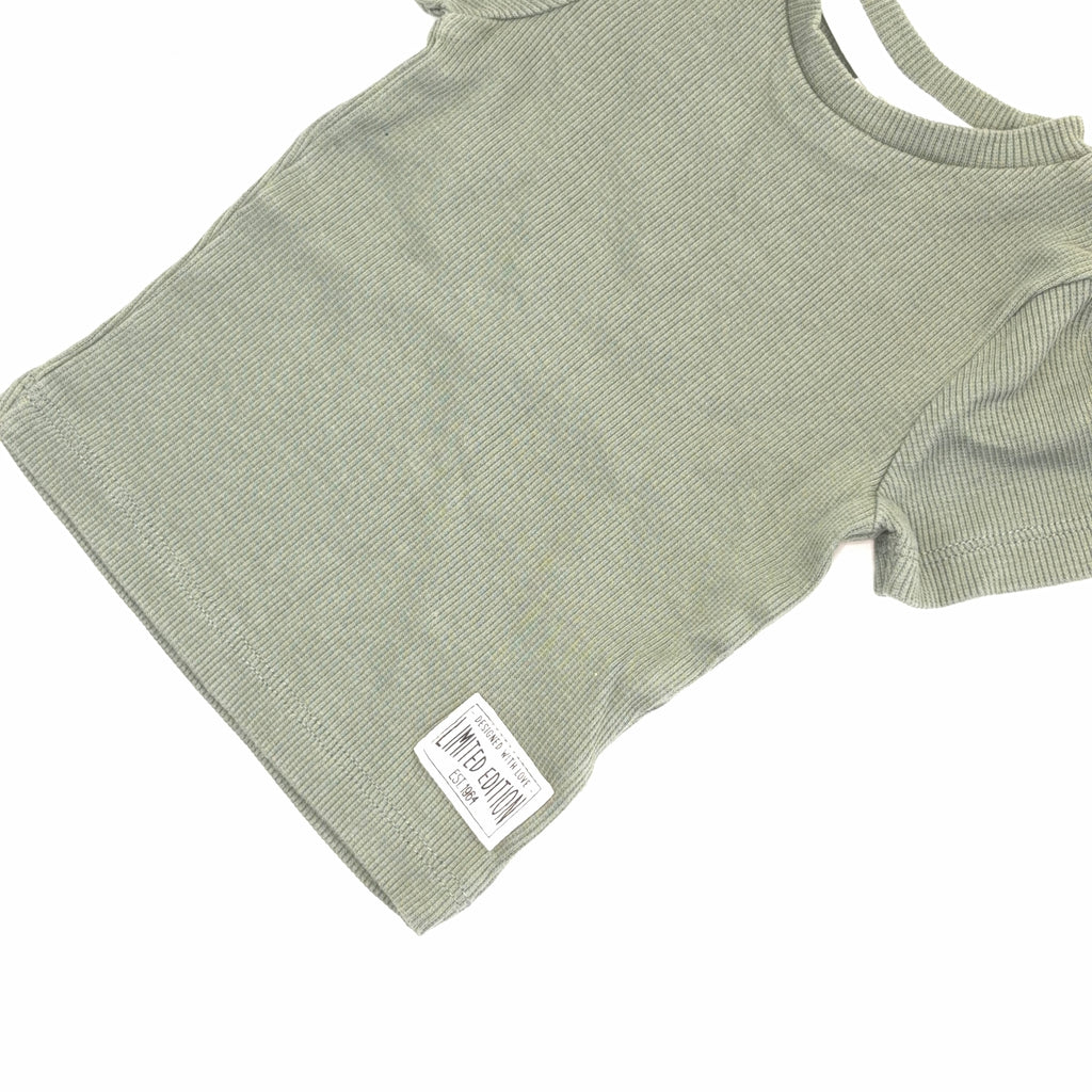 Dymples Sage Ribbed Tee - 0-3 Months | 000