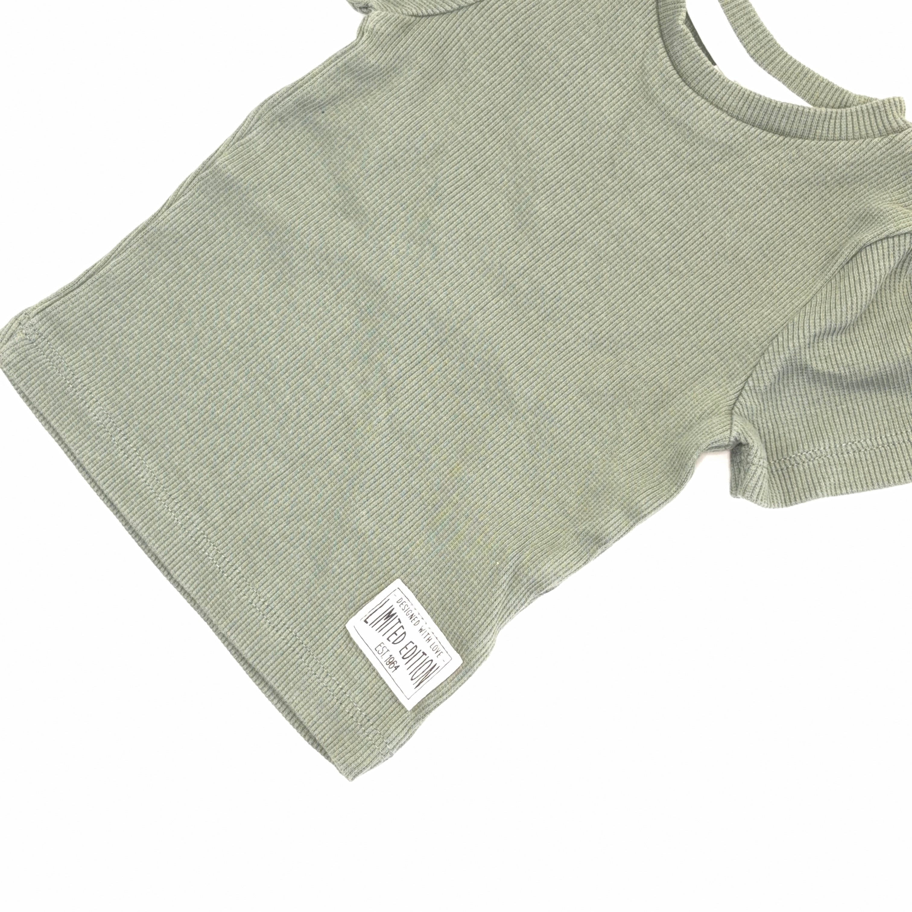 Dymples Sage Ribbed Tee - 0-3 Months | 000
