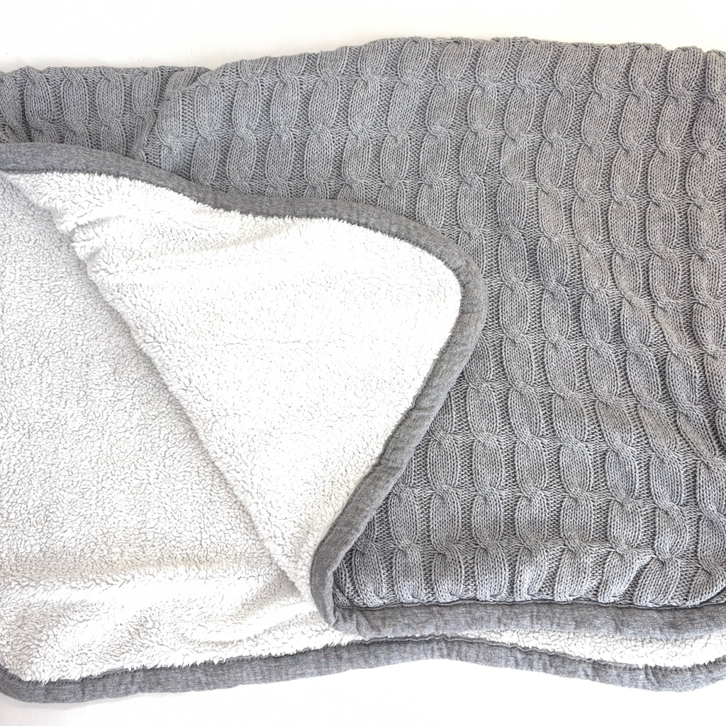 Anko Grey Cable Knit Sherpa Blanket