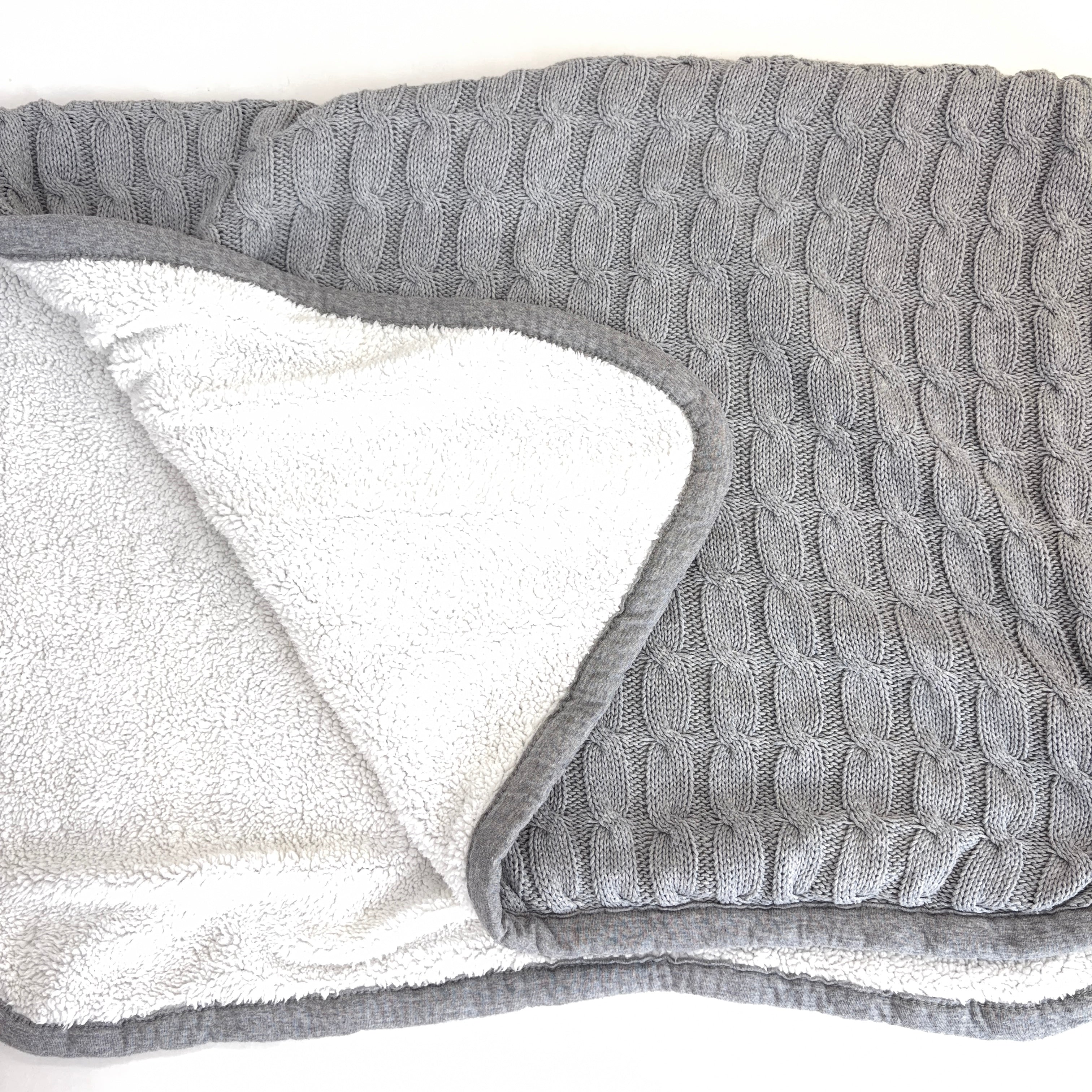 Anko Grey Cable Knit Sherpa Blanket