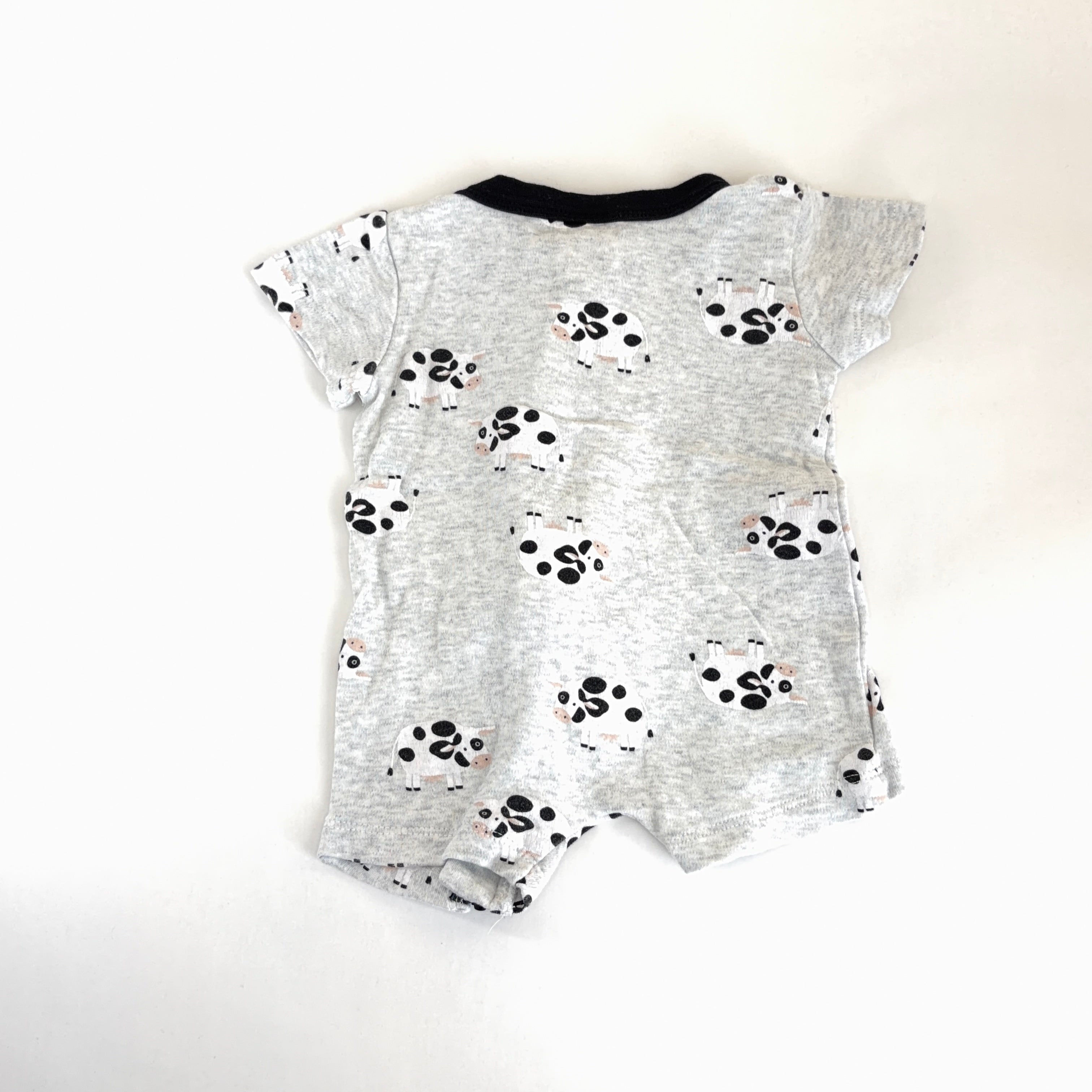 Baby Berry Cow Print Zip Romper - 0-3 Months | 000