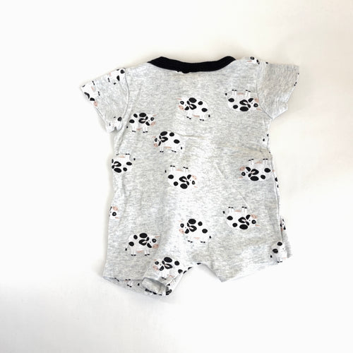 Baby Berry Cow Print Zip Romper - 0-3 Months | 000