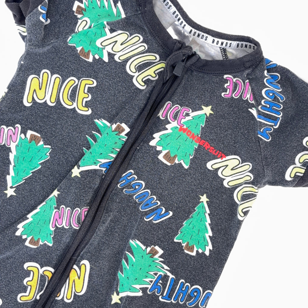 Bonds Wondersuit Short Sleeve Naughty & Nice - 6-12 Months | 0