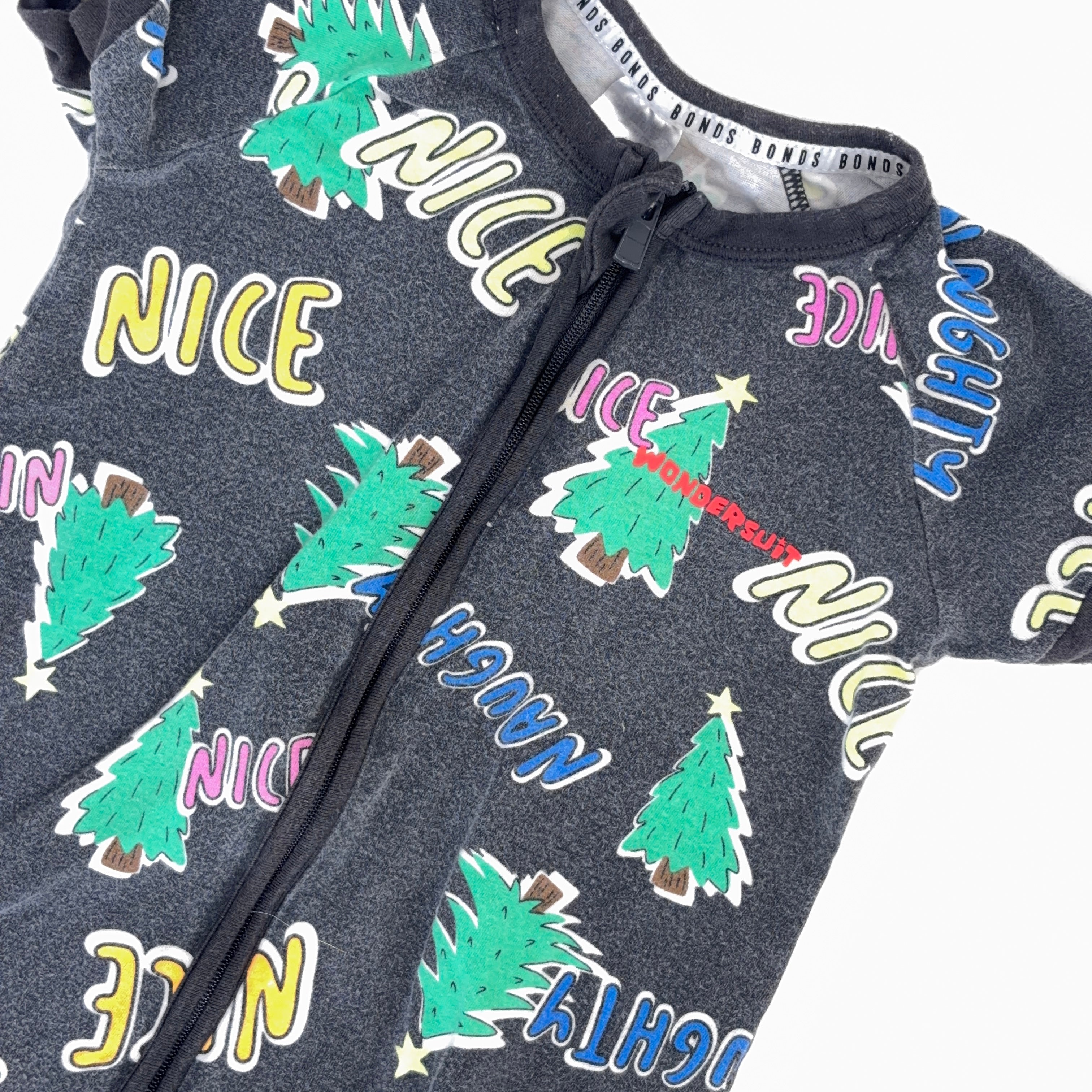 Bonds Wondersuit Short Sleeve Naughty & Nice - 6-12 Months | 0