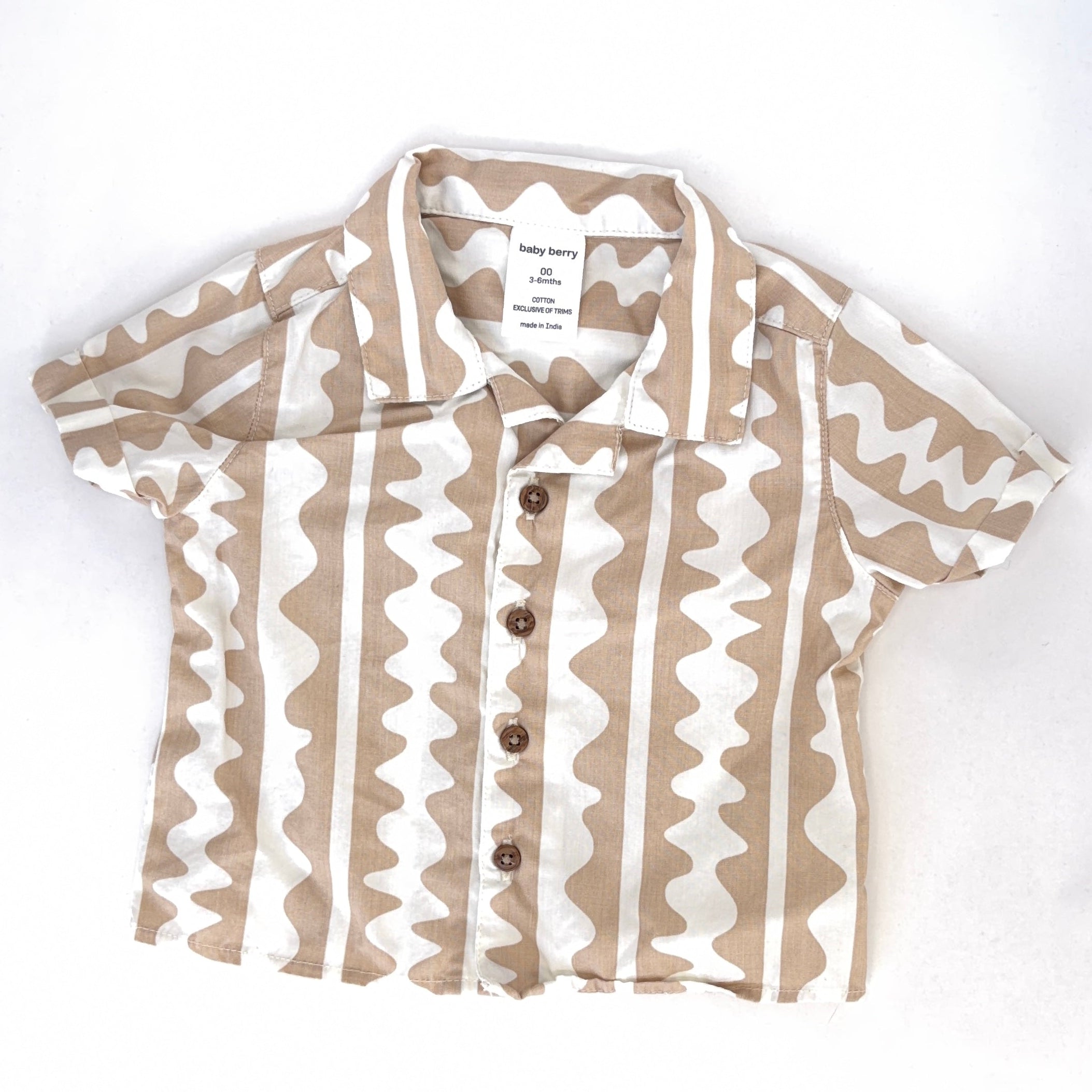 Best&Less Button-up Wave Striped Shirt - 3-6 Months | 00