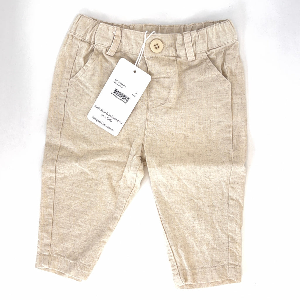 Designer Kidz Linen Blend Pants - 6-12 Months | 0
