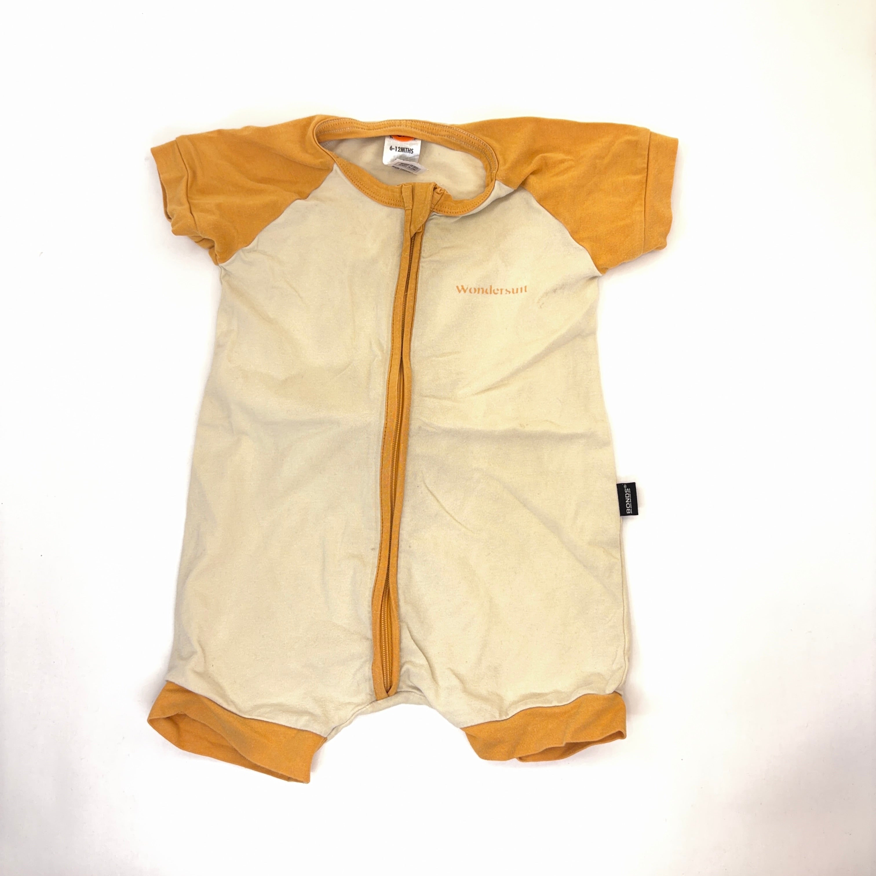 Bonds Wondersuit Short Sleeve Mustard Block - 6-12 Months | 0
