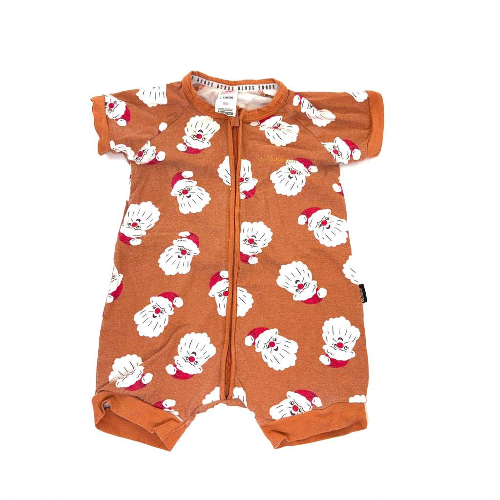 Bonds Wondersuit Short Sleeve Santa - 6-12 Months | 0