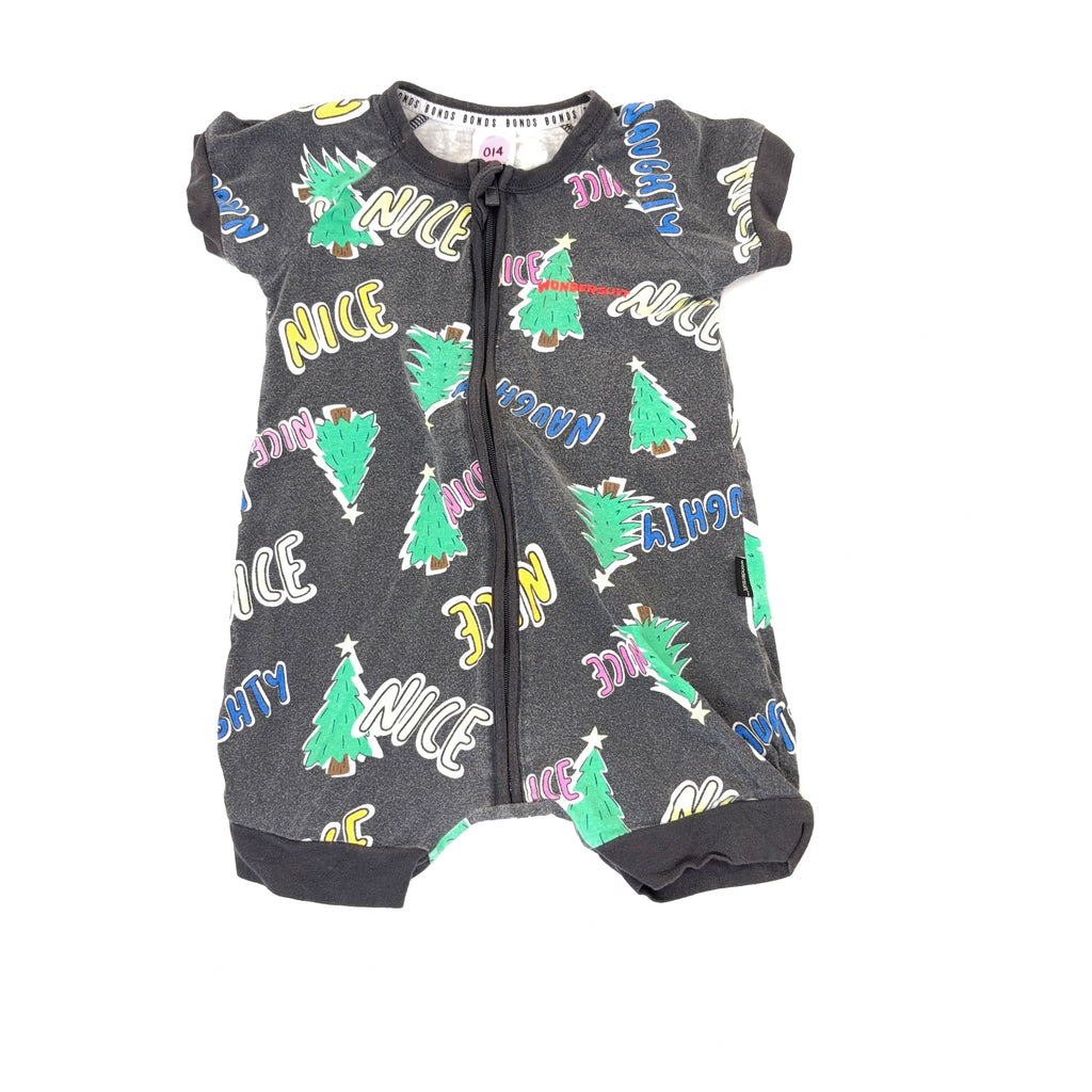 Bonds Wondersuit Short Sleeve Naughty & Nice - 6-12 Months | 0