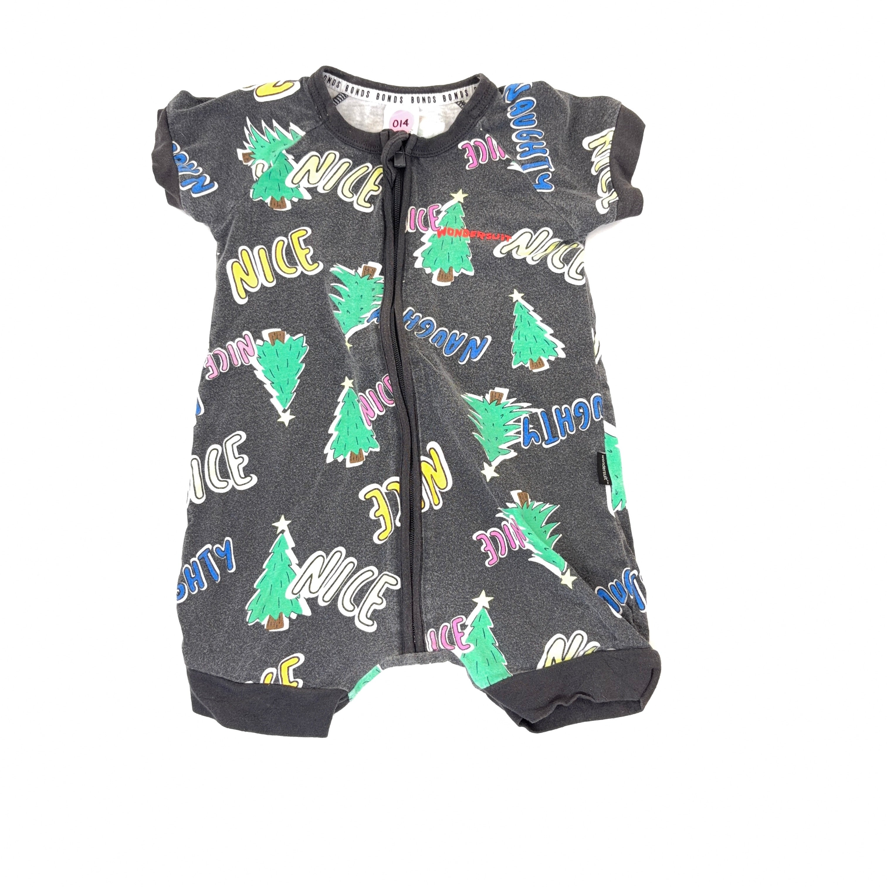 Bonds Wondersuit Short Sleeve Naughty & Nice - 6-12 Months | 0