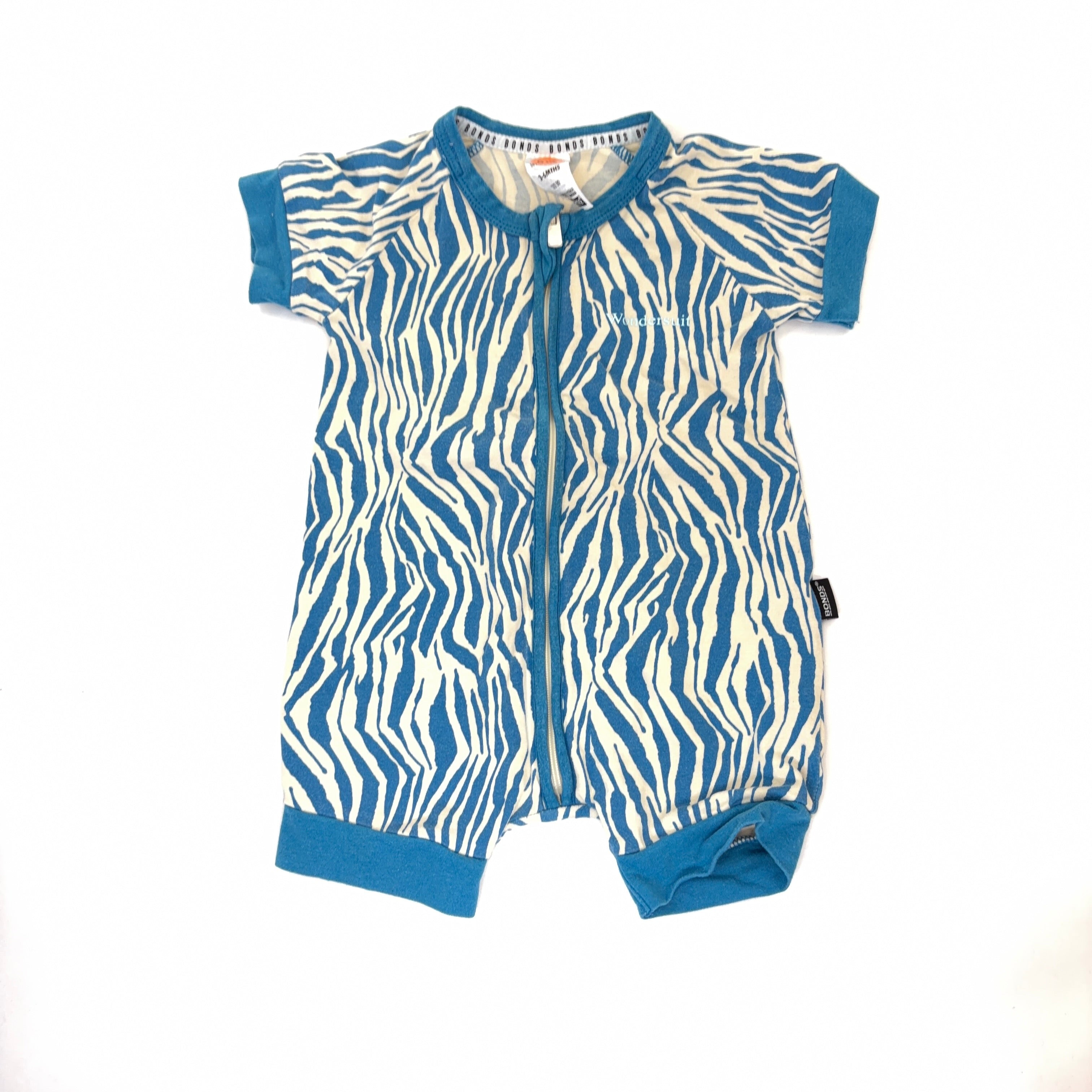 Bonds Wondersuit Short Sleeve Zebra - 3-6 Months | 00