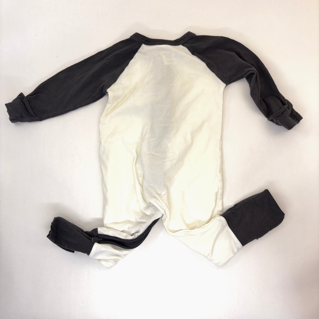 Bonds Wondersuit Long Sleeve White & Grey Block - 3-6 Months | 00
