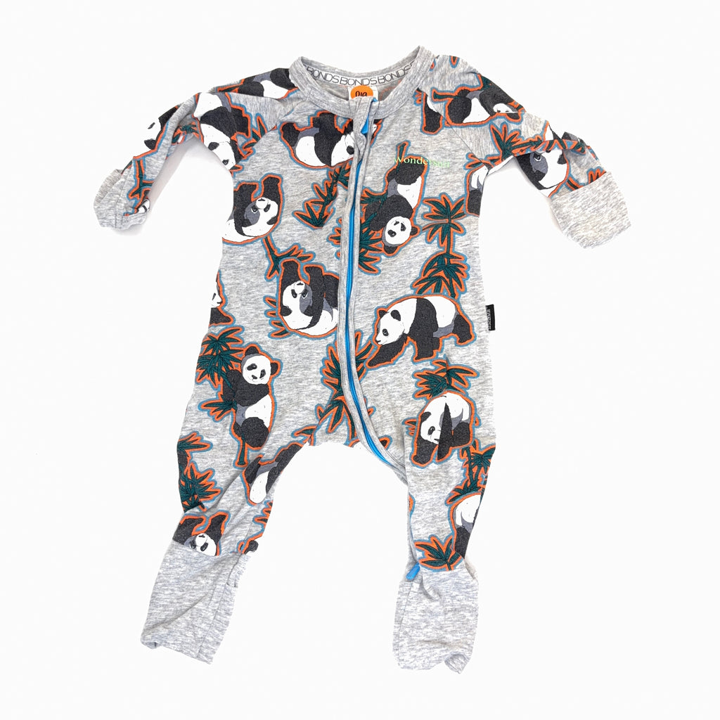 Bonds Wondersuit Long Sleeve Panda - 0-3 Months | 000
