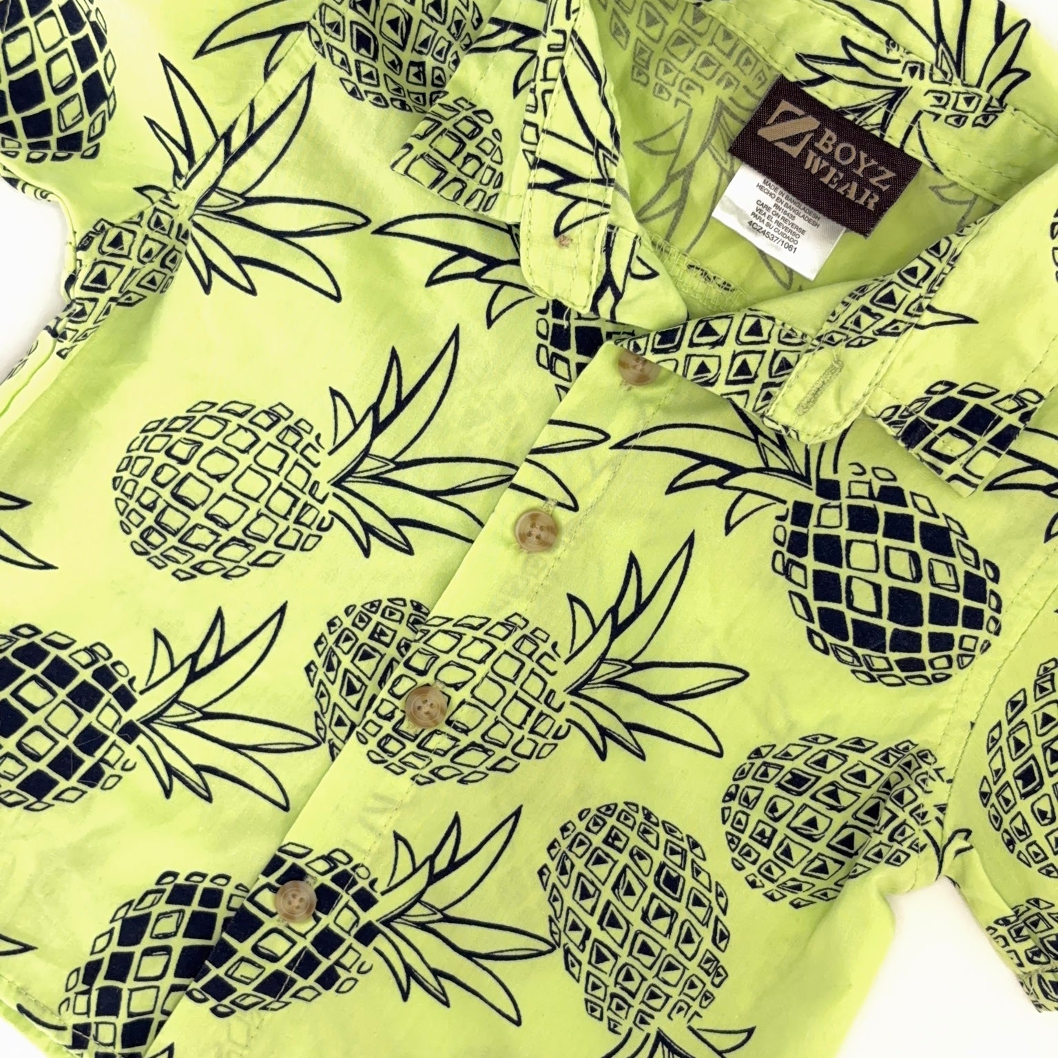 Rock Your Baby lime pineapple print short sleeve shirt front detail